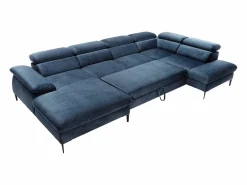 Gran sofá cama rinconera panorámico de terciopelo azul noche SEPINA Pascal Morabito^Vente-unique Online