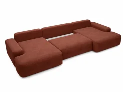Gran sofá cama rinconera panorámico de 7 plazas en tela texturizada DAVISO^Vente-unique