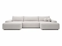 Vente-unique Gran sofá cama rinconera panorámico de 7 plazas en tela texturizada DAVISO Beige Sale