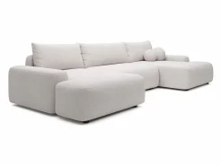 Vente-unique Gran sofá cama rinconera panorámico de 7 plazas en tela texturizada DAVISO Beige Sale