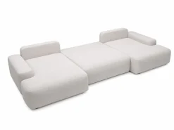 Vente-unique Gran sofá cama rinconera panorámico de 7 plazas en tela texturizada DAVISO Beige Sale