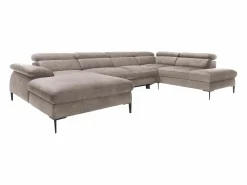 Vente-unique Sofás Y Sillones|Sofá Xxl|Gran sofá cama rinconera panorámico izquierdo de terciopelo marrón SEPINA de Pascal Morabito