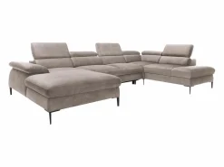 Vente-unique Sofás Y Sillones|Sofá Xxl|Gran sofá cama rinconera panorámico izquierdo de terciopelo marrón SEPINA de Pascal Morabito