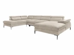 Vente-unique Gran sofá cama rinconera panorámico de terciopelo SEPINA de Pascal Morabito Beige Best