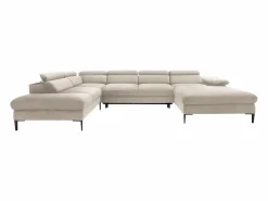 Vente-unique Gran sofá cama rinconera panorámico de terciopelo SEPINA de Pascal Morabito Beige Best