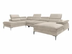 Vente-unique Gran sofá cama rinconera panorámico de terciopelo SEPINA de Pascal Morabito Beige Best