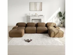 DripeX Gran sofá de esquina modular 388cm - en Pana - con 4 cojines y 2 otomanas - ergonómico - Marrón Marru00f3n Hot