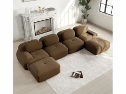 DripeX Gran sofá de esquina modular 388cm - en Pana - con 4 cojines y 2 otomanas - ergonómico - Marrón Marru00f3n Hot