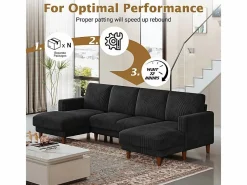 DripeX Sofás Club|Sofá - 4 Plazas|Gran sofá de esquina panorámico - 4 plazas - chaise longue 109cm - de pana - 269x140x86 -