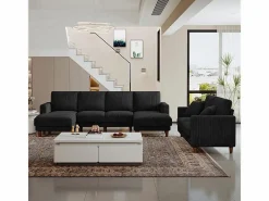 DripeX Sofás Club|Sofá - 4 Plazas|Gran sofá de esquina panorámico - 4 plazas - chaise longue 109cm - de pana - 269x140x86 -