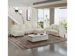 DripeX Gran sofá de esquina panorámico - 4 plazas - chaise longue 109cm - de pana - 269x140x86 - Beige Hot