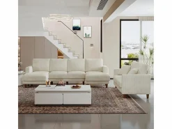 DripeX Gran sofá de esquina panorámico - 4 plazas - chaise longue 109cm - de pana - 269x140x86 - Beige Hot