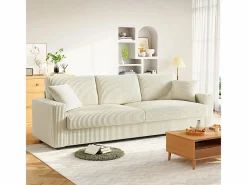 DripeX Gran sofá en terciopelo acanalado con 2 cojines - - 256 x 89 x 88 cm Beige Sale