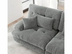 DripeX Gran sofá esquina modular - 3 plazas - con 2 pouf y 5 cojines - tejido felpa - 313x145x81cm Gris Outlet