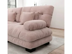 DripeX Gran sofá esquina modular - 3 plazas - con 2 pouf y 5 cojines - tejido felpa - 313x145x81cm Rosa Clearance
