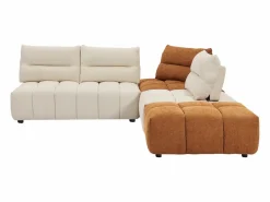 Gran sofá rinconera con respaldo avanzable y reclinable en tela beige y terracota APOLIU^Vente-unique Online