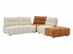 Gran sofá rinconera con respaldo avanzable y reclinable en tela beige y terracota APOLIU^Vente-unique Online