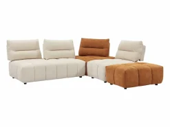Gran sofá rinconera con respaldo avanzable y reclinable en tela beige y terracota APOLIU^Vente-unique Online