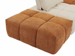 Gran sofá rinconera con respaldo avanzable y reclinable en tela beige y terracota APOLIU^Vente-unique Online