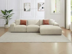 Maison Céphy Gran sofá rinconera derecha de pana TIRONO de Beige Clearance