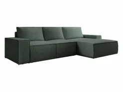 Vente-unique Gran sofá rinconera derecha de pana verde AMELIA Verde pino New