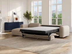 Vente-unique Sofá Cama|Gran sofá rinconera izquierda convertible express en pana fina de pana fina POGNI