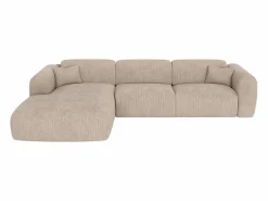 Vente-unique Sofá Cama|Gran sofá rinconera izquierda convertible express en pana fina de pana fina POGNI