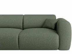 Maison Céphy Gran sofá rinconera izquierda de tela jaspeada POGNI de Verde New