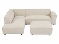 Vente-unique Gran sofá rinconera izquierda y otomano de pana BORORE Beige