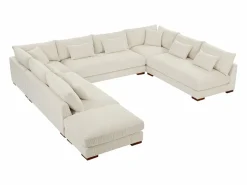 Vente-unique Gran sofá rinconera panorámico + puf de pana SPERONE de Pascal Morabito Beige Outlet