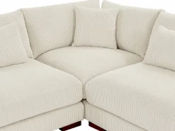 Vente-unique Gran sofá rinconera panorámico + puf de pana SPERONE de Pascal Morabito Beige Outlet