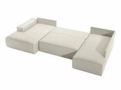 Vente-unique Gran sofá rinconera panorámico izquierdo convertible de pana AMELIA Beige Best