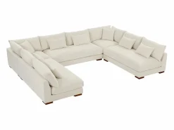 Vente-unique Gran sofá rinconera panorámico de pana SPERONE Beige Online