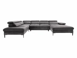 Vente-unique Gran Sofá rinconera panorámico convertible terciopelo SEPINA Pascal Morabito Gris antracita Best
