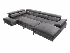 Vente-unique Gran Sofá rinconera panorámico convertible terciopelo SEPINA Pascal Morabito Gris antracita Best