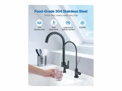 Grifo De Cocina|Grifo de Agua Potable SucceBuy sin Plomo en Acero Inoxidable, Grifo de Ósmosis Inversa con Válvula en Latón Macizo, Filtrado de Arco Alto, Giratorio 360°