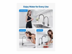 Grifo De Cocina|Grifo de Agua Potable SucceBuy sin Plomo en Acero Inoxidable, Grifo de Ósmosis Inversa con Válvula en Latón Macizo, Filtrado de Arco Alto, Giratorio 360°