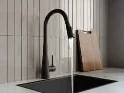Vente-unique Grifo de cocina con ducha extraíble de acero inoxidable - mate - RONA Negro Clearance