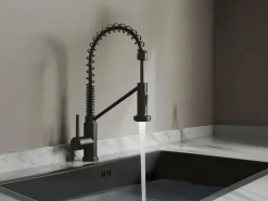 Vente-unique Grifo de cocina con ducha extraíble de acero inoxidable - mate - ROFLEX Negro Online