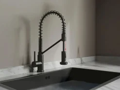 Vente-unique Grifo de cocina con ducha extraíble de acero inoxidable - mate - ROFLEX Negro Online