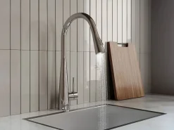 Vente-unique Grifo De Cocina|Grifo de cocina con ducha extraíble de acero inoxidable - Cromado - RONA