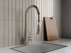 Vente-unique Grifo De Cocina|Grifo de cocina con ducha extraíble de acero inoxidable - Cromado - RONA