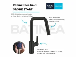 Grifo de cocina con grifo Start caño alto mate 2 chorros^GROHE