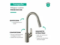 HANSGROHE Grifo De Cocina|Grifo de cocina con Focus M41 240 chorro cromado de 2 chorros