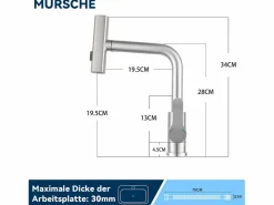 NETTLIFE Grifo De Cocina|Grifo de cocina extraíble - Grifo mezclador para fregadero de 360° con ducha de acero inoxidable, 2 modos de pulverización