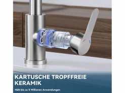 NETTLIFE Grifo De Cocina|Grifo de cocina extraíble - Grifo mezclador para fregadero de 360° con ducha de acero inoxidable, 2 modos de pulverización