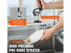 Grifo De Cocina|Grifo de Cocina, SucceBuy Grifo de Fregadero de Cocina de Montaje en Pared con Rociador de Prelavado, 120 cm de Altura