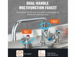 Grifo De Cocina|Grifo de Cocina, SucceBuy Grifo de Fregadero de Cocina de Montaje en Pared con Rociador de Prelavado, 120 cm de Altura