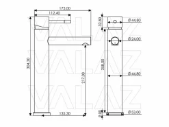 Valaz Grifo lavabo alto monomando ASTANA mate Negro Hot