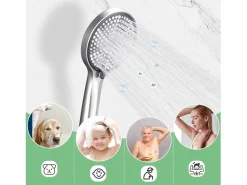 Grifo mezclador de baño con ducha de mano, grifo de pared de acero inoxidable, monomando, instalación vista para baño^NETTLIFE Hot